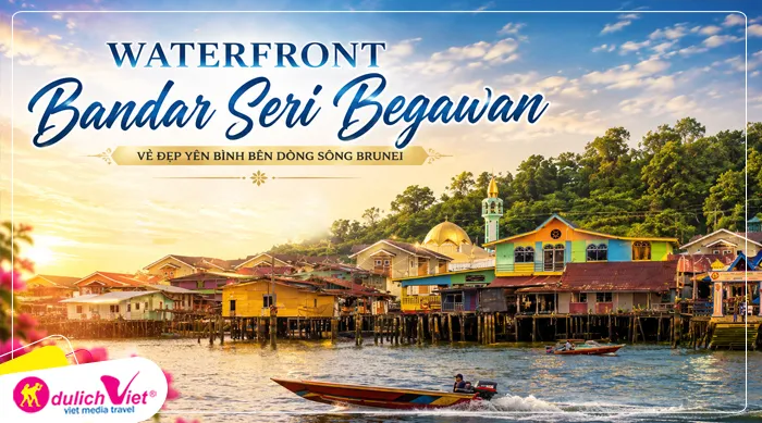 Waterfront Bandar Seri Begawan, dừng chân chụp ảnh lưu niệm hướng ra Kampong Ayer