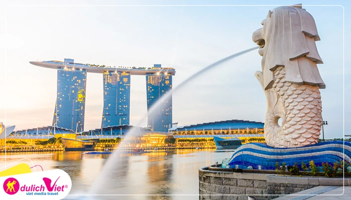 Merlion Park – Biểu tượng sư tử biển mình cá đặc trưng mang lại sự phồn thịnh cho đất nước Singapore.
