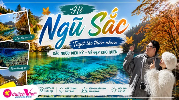 Hồ Ngũ Sắc nổi tiếng với nước hồ trong vắt, phản chiếu ánh sáng mặt trời tạo nên những sắc màu