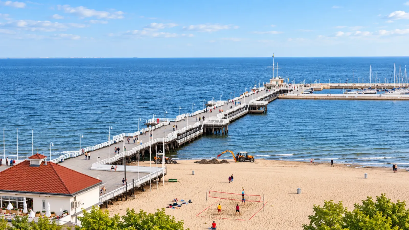 Bãi biển Baltic và cầu tàu gỗ nổi tiếng tại thành phố Sopot Ba Lan