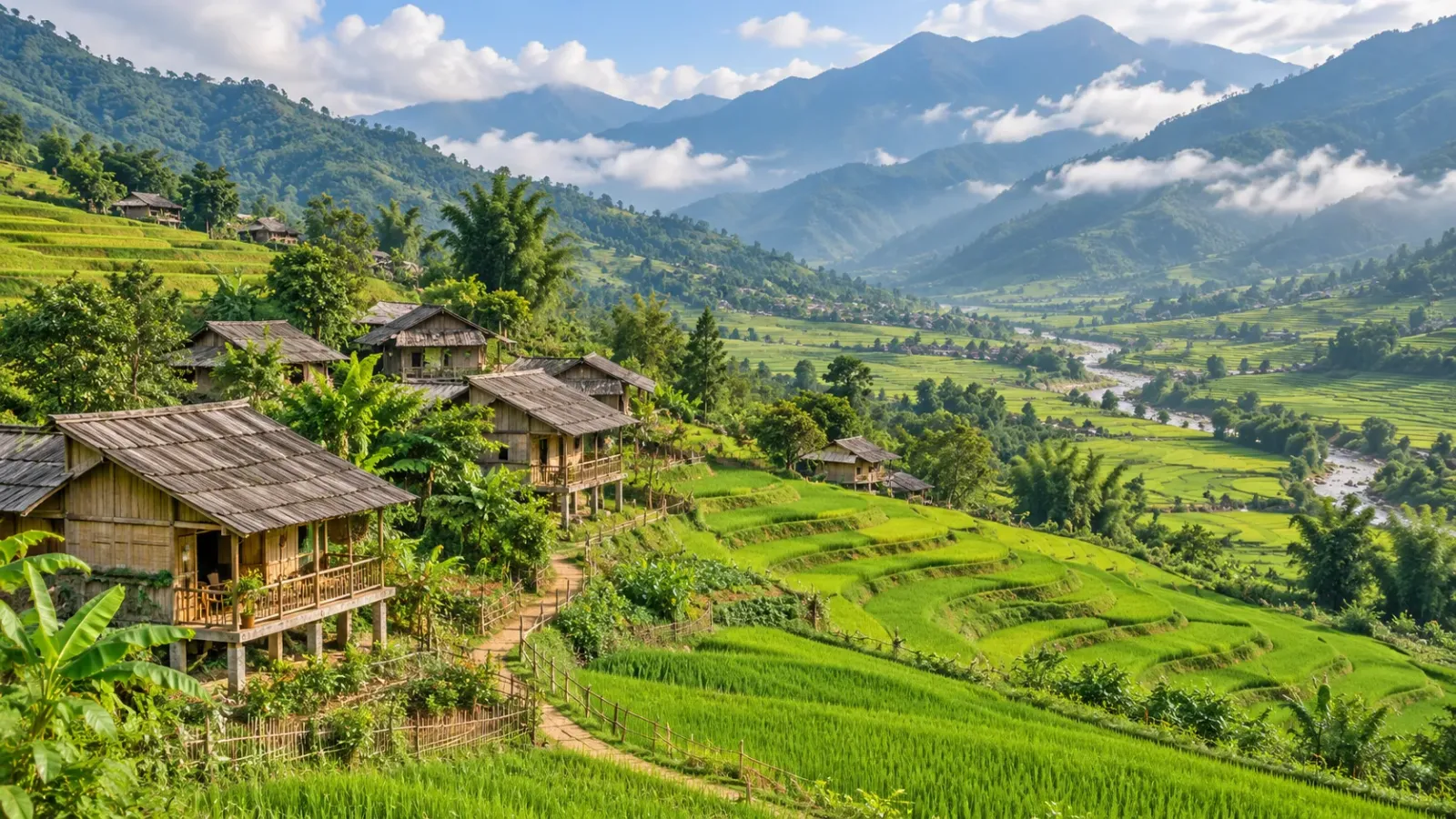 Bản Tả Van giữa những thửa ruộng bậc thang xanh tại thung lũng Mường Hoa