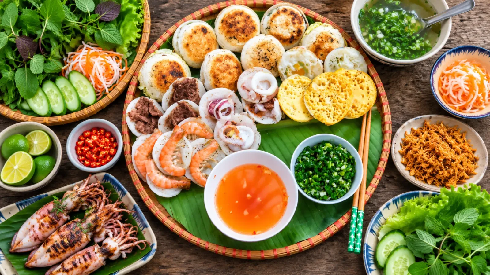 Bánh căn mực món ăn phụ thuộc khá nhiều vào nước chấm