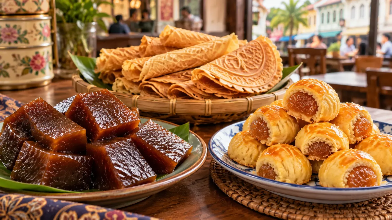 Bánh Dodol dẻo, bánh Kuih Kapit giòn và bánh nhân dứa của Malaysia