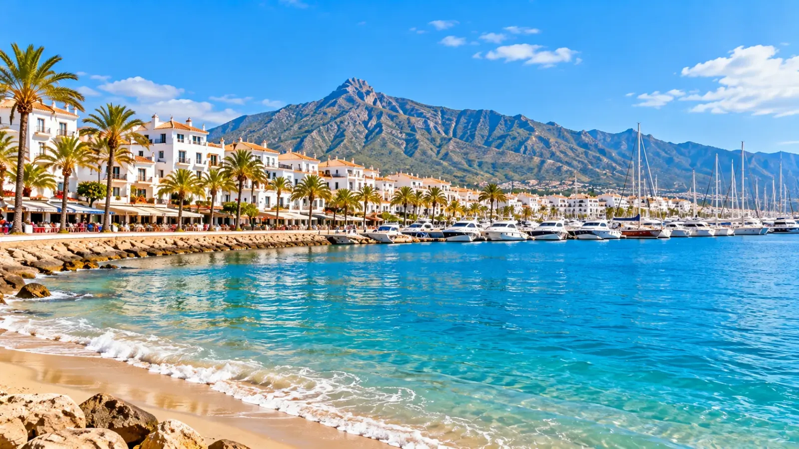 Bờ biển và khu nghỉ dưỡng tại thành phố Marbella thuộc Costa del Sol Tây Ban Nha