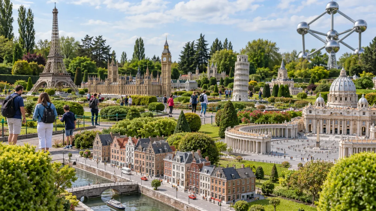 Các mô hình kiến trúc châu Âu thu nhỏ tỷ lệ 1 trên 25 trong công viên Mini-Europe tại Brussels.
