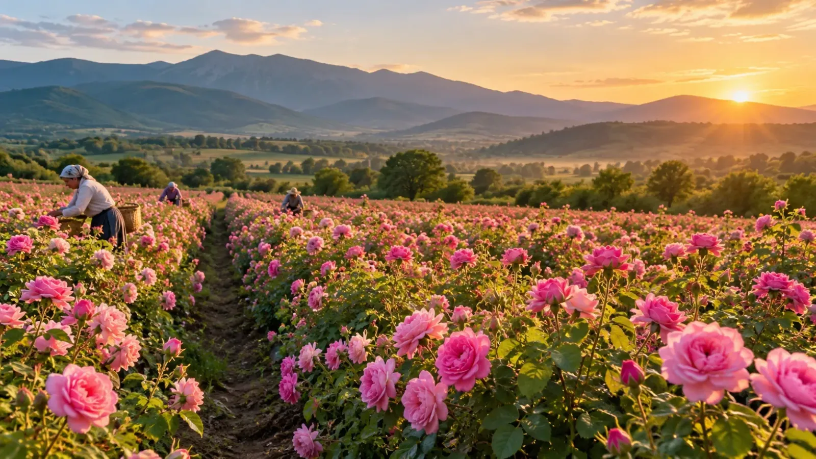 Cánh đồng hoa hồng nở rộ tại Bulgaria trong mùa hoa