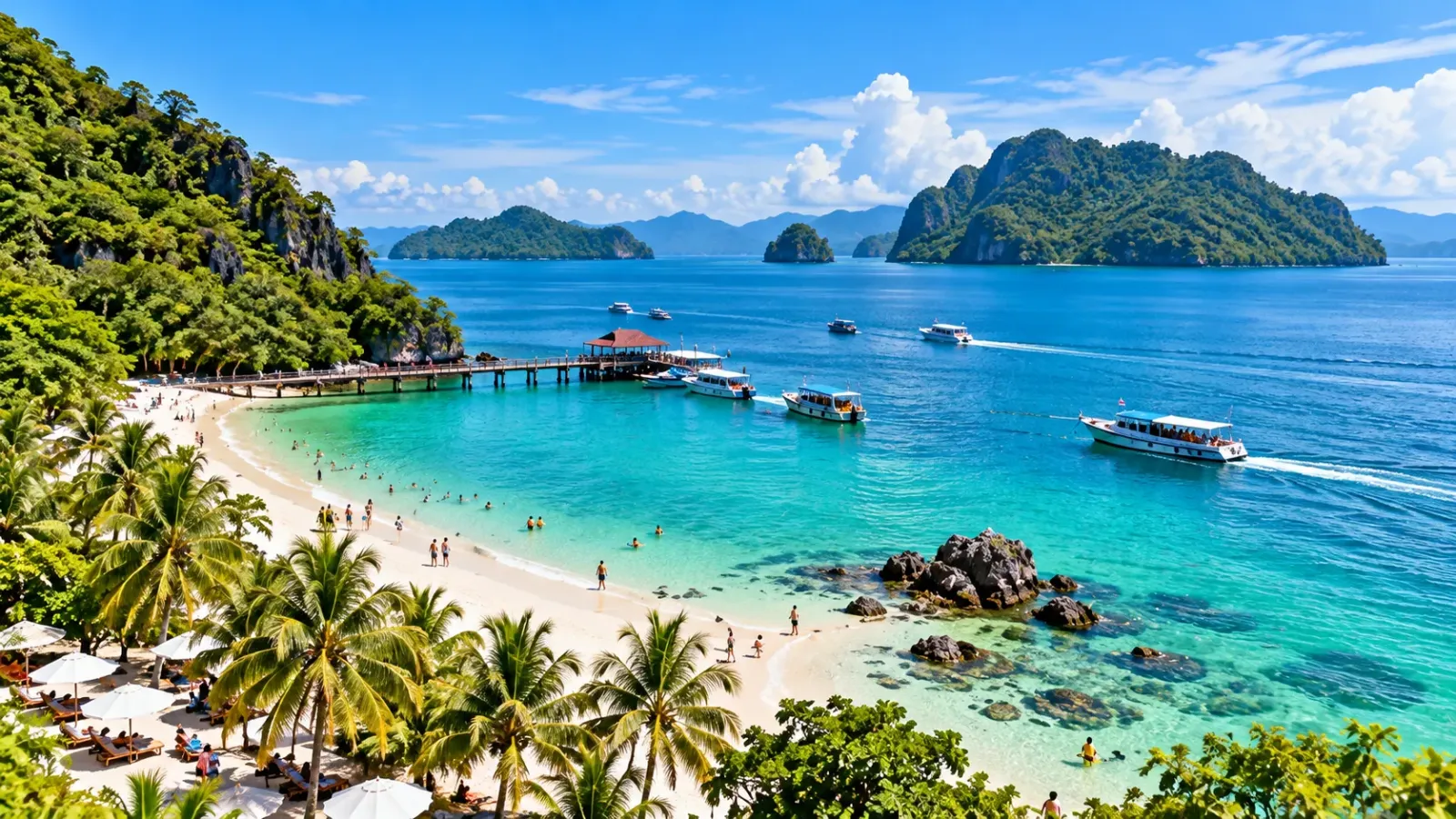 Cảnh quan biển Andaman và bãi biển tại đảo Langkawi Malaysia