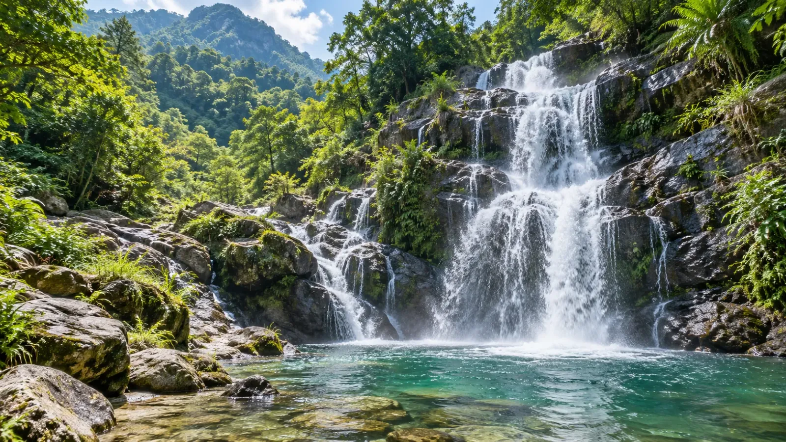 Cảnh quan dòng thác và địa hình tự nhiên tại Thác Gò Lào Mai Châu