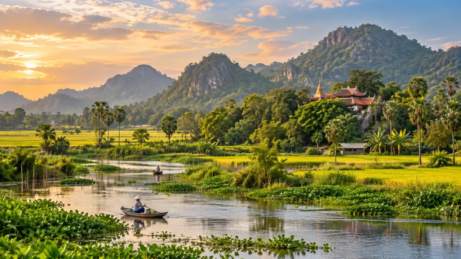 Cảnh quan du lịch tại khu vực An Giang ở miền Tây Nam Bộ