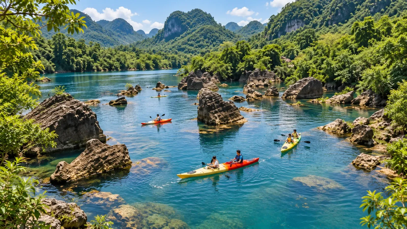 Cảnh quan khu du lịch Sông Chày Hang Tối tại Phong Nha Kẻ Bàng.