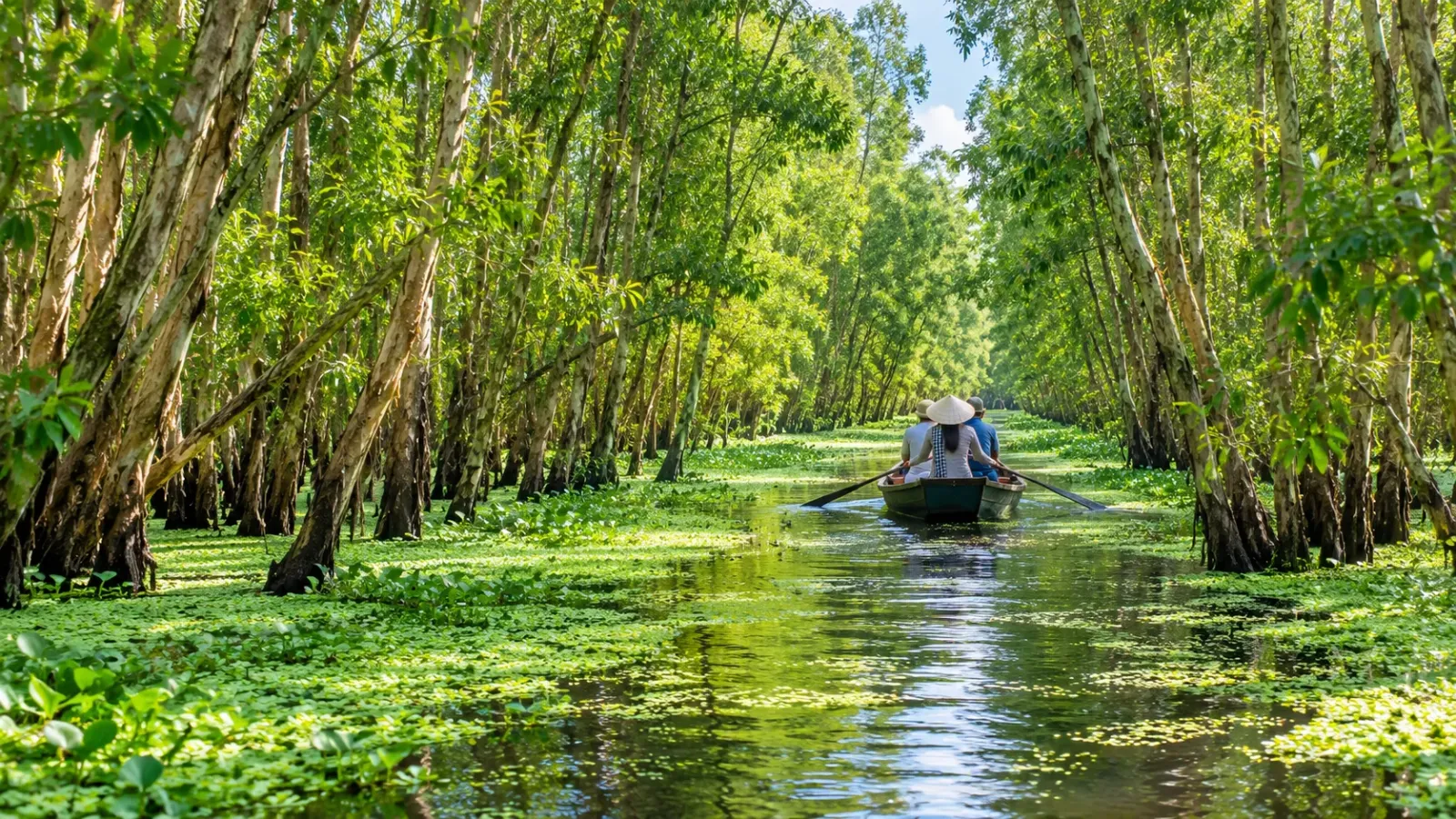 Cảnh quan rừng tràm Trà Sư và tuyến tham quan trên mặt nước tại An Giang