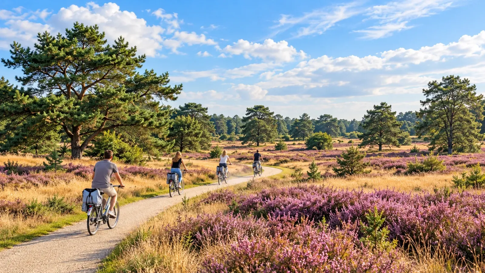 Cảnh quan rừng và đồng cỏ tại Vườn quốc gia De Hoge Veluwe ở Hà Lan