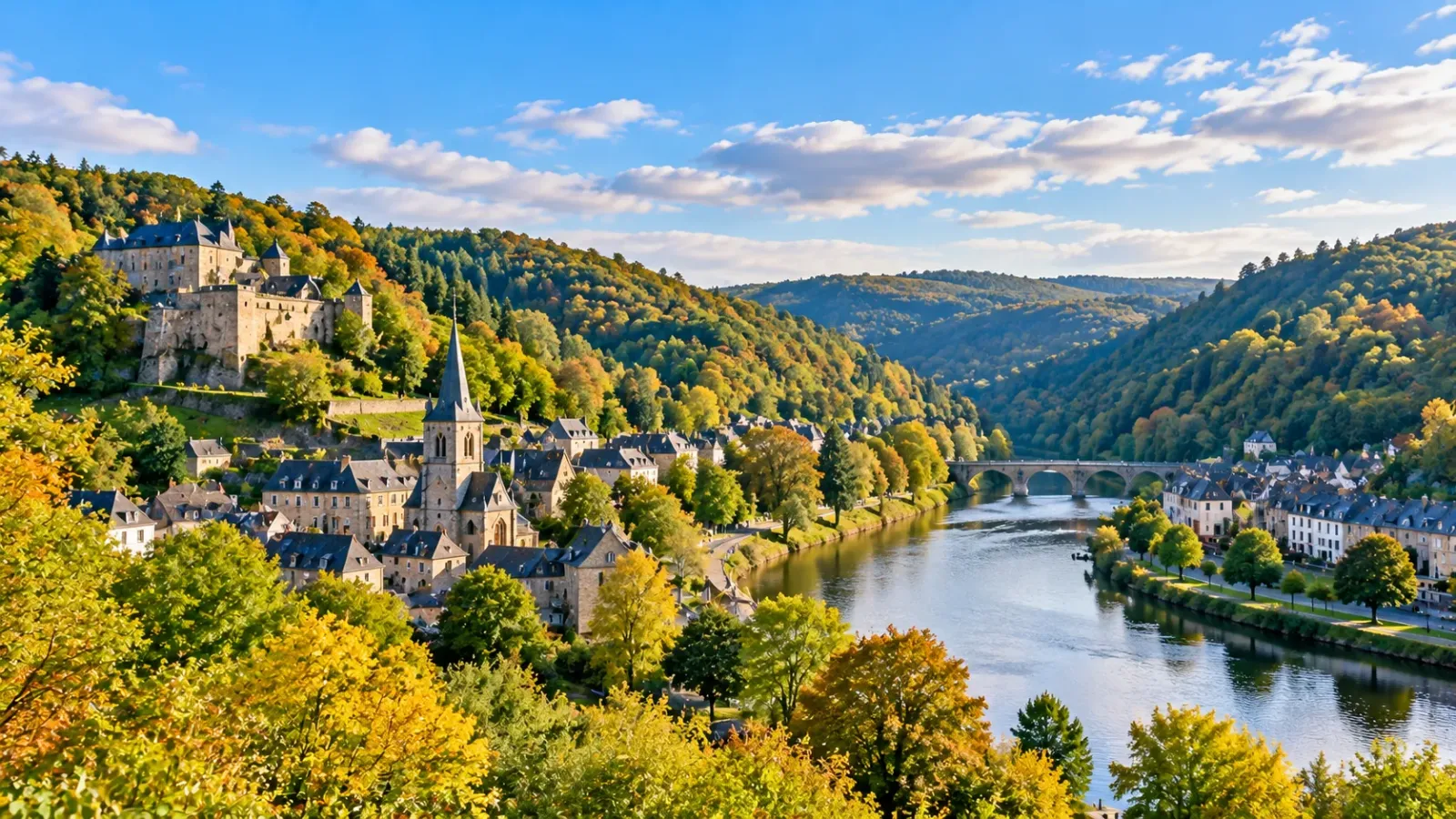 Cảnh quan rừng và thung lũng tại vùng Ardennes thuộc Bỉ