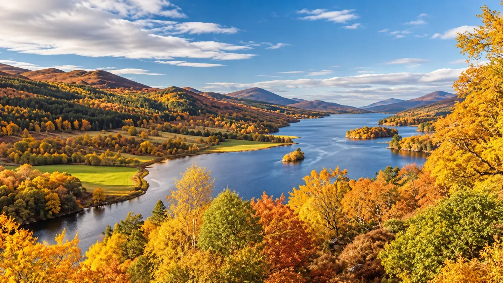 Cảnh quan Scotland vào mùa thu với thiên nhiên chuyển màu