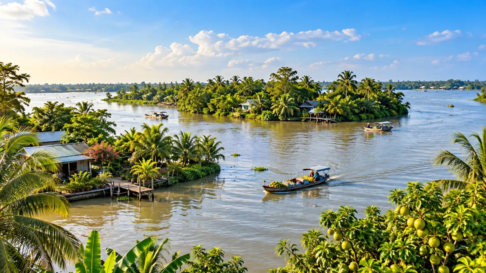 Cảnh quan sông nước và vườn cây đặc trưng khu vực Tiền Giang trước đây