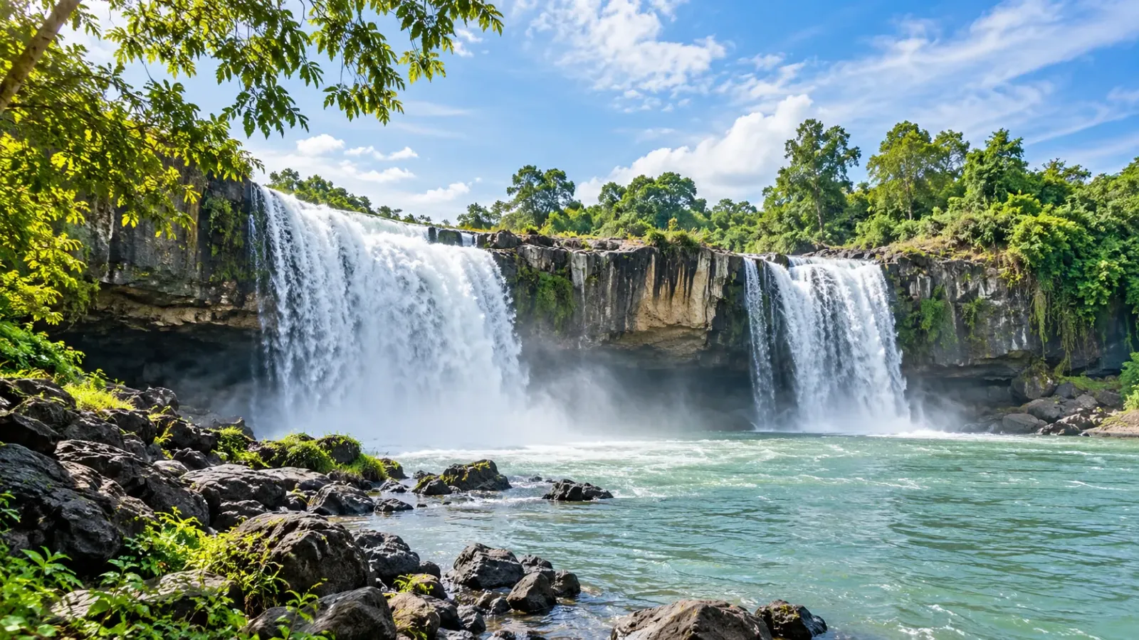 Cảnh quan thác Gia Long giữa đá bazan và rừng Tây Nguyên
