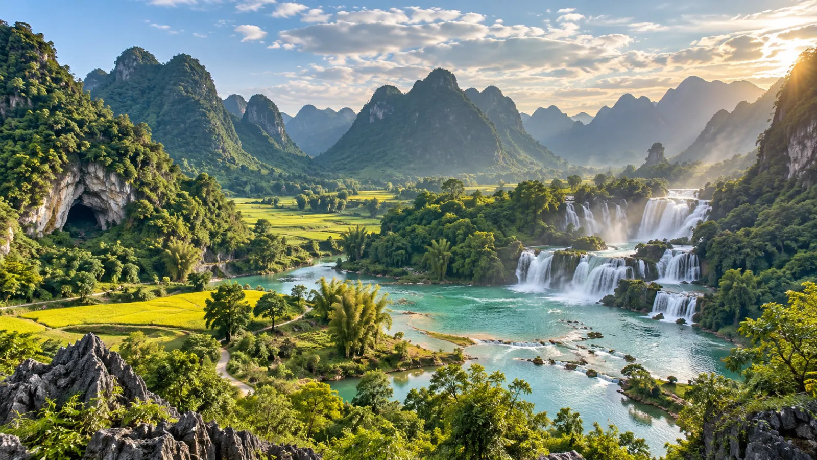 Cảnh quan thiên nhiên Cao Bằng minh họa cho hành trình du lịch tự túc