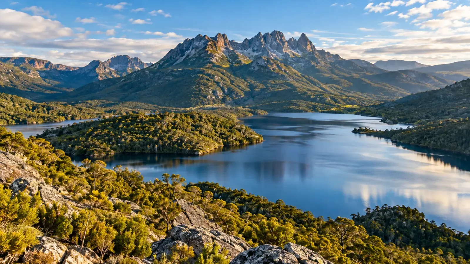 Cảnh quan thiên nhiên tại Tasmania với không gian núi rừng đặc trưng của nước Úc