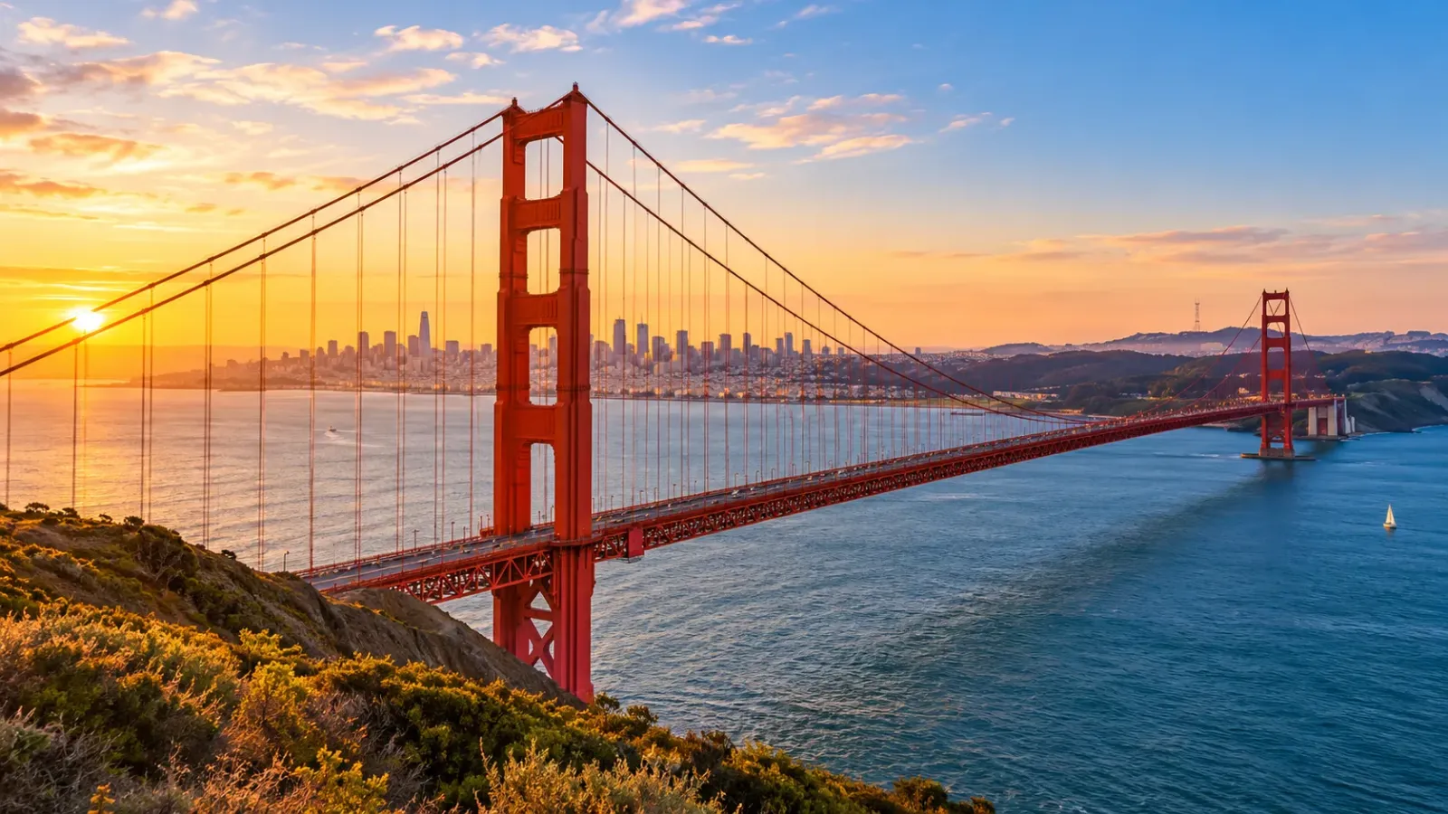 Cầu Golden Gate và khung cảnh San Francisco ở Bờ Tây nước Mỹ