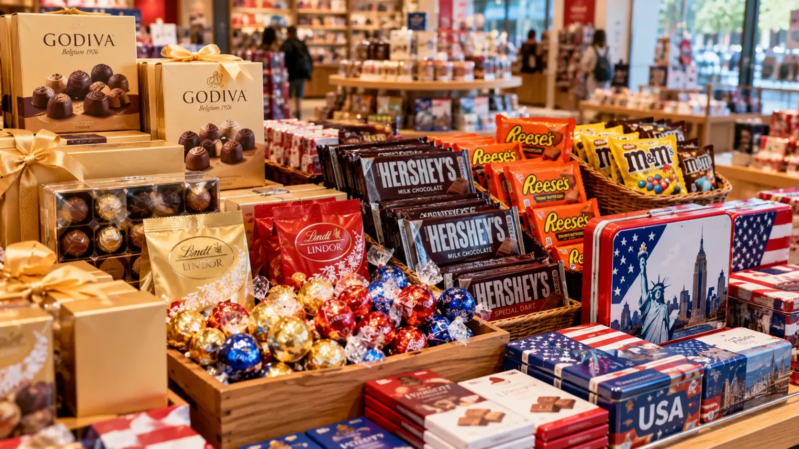 Chocolate và kẹo đóng gói được chọn làm quà sau chuyến du lịch Mỹ