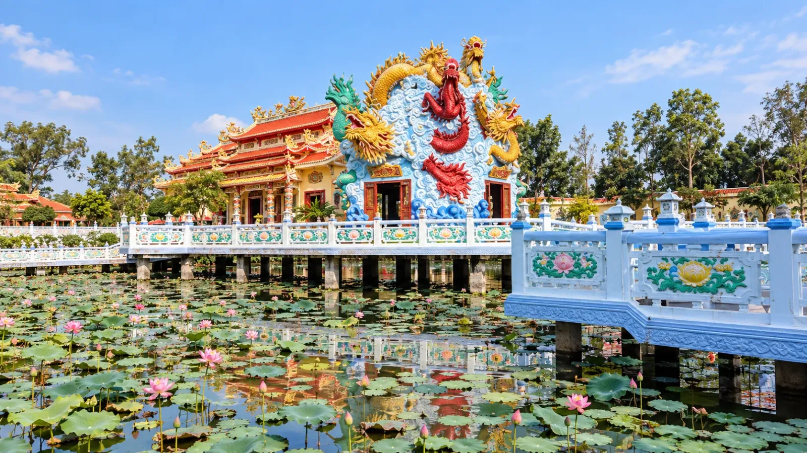 Kiến trúc chùa Sắc Tứ Linh Thứu tại xã Long Hưng tỉnh Đồng Tháp
