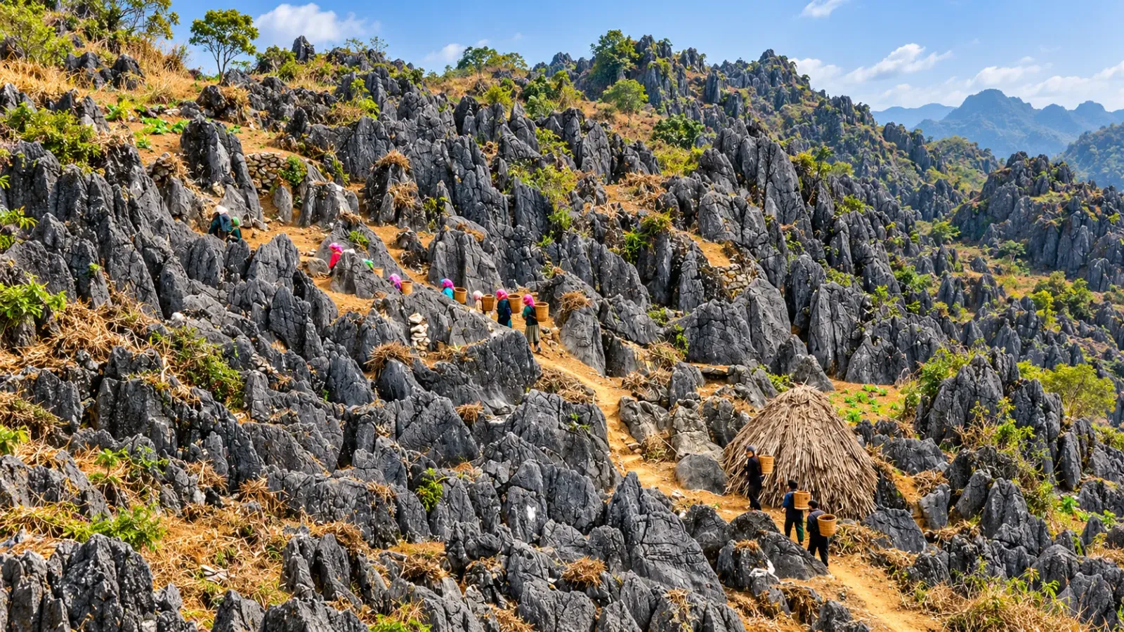 Cung đường đèo uốn lượn qua núi đá trên cao nguyên Đồng Văn Hà Giang