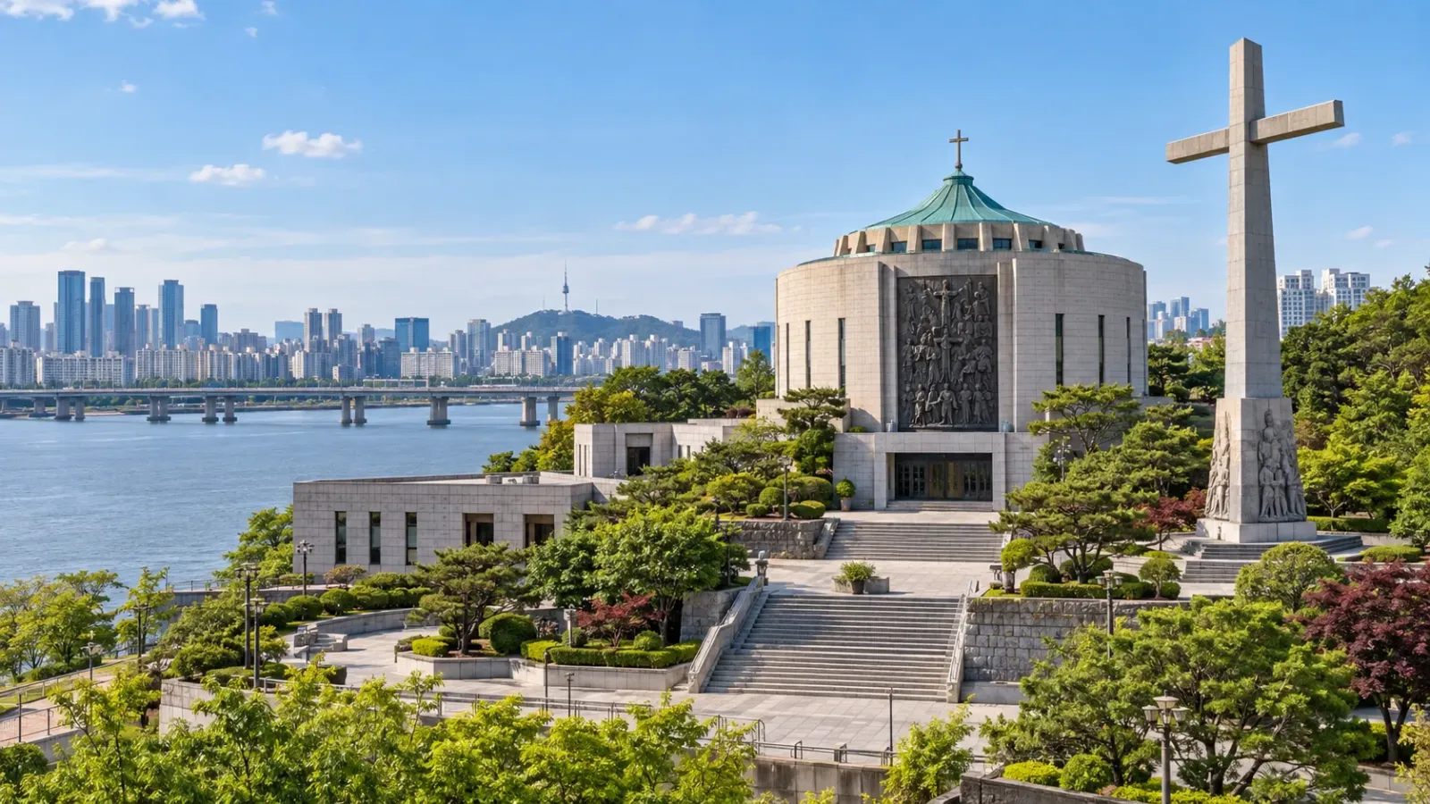 Đền thánh Tử đạo Jeoldusan bên sông Hàn tại quận Mapo, Seoul
