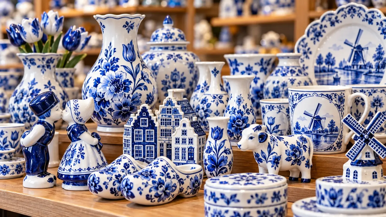 Đồ gốm Delft Blue xanh trắng - quà lưu niệm đặc trưng tại Hà Lan