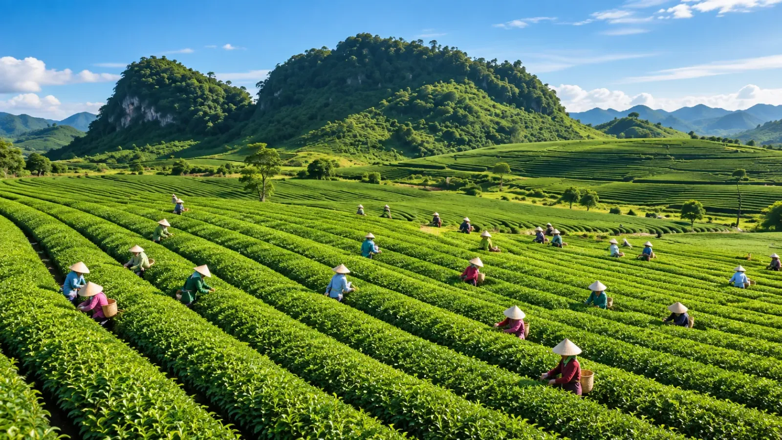 Đồi chè xanh tại Mộc Châu trong hành trình du lịch Tây Bắc