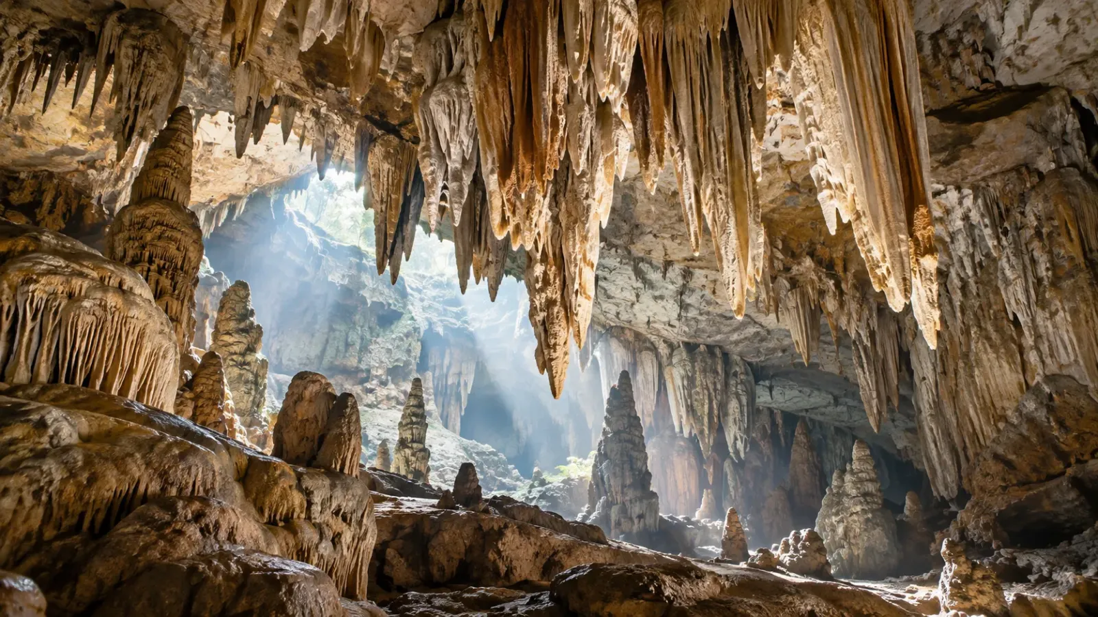 Thạch nhũ bên trong Động Nàng Tiên tại khu vực Na Rì