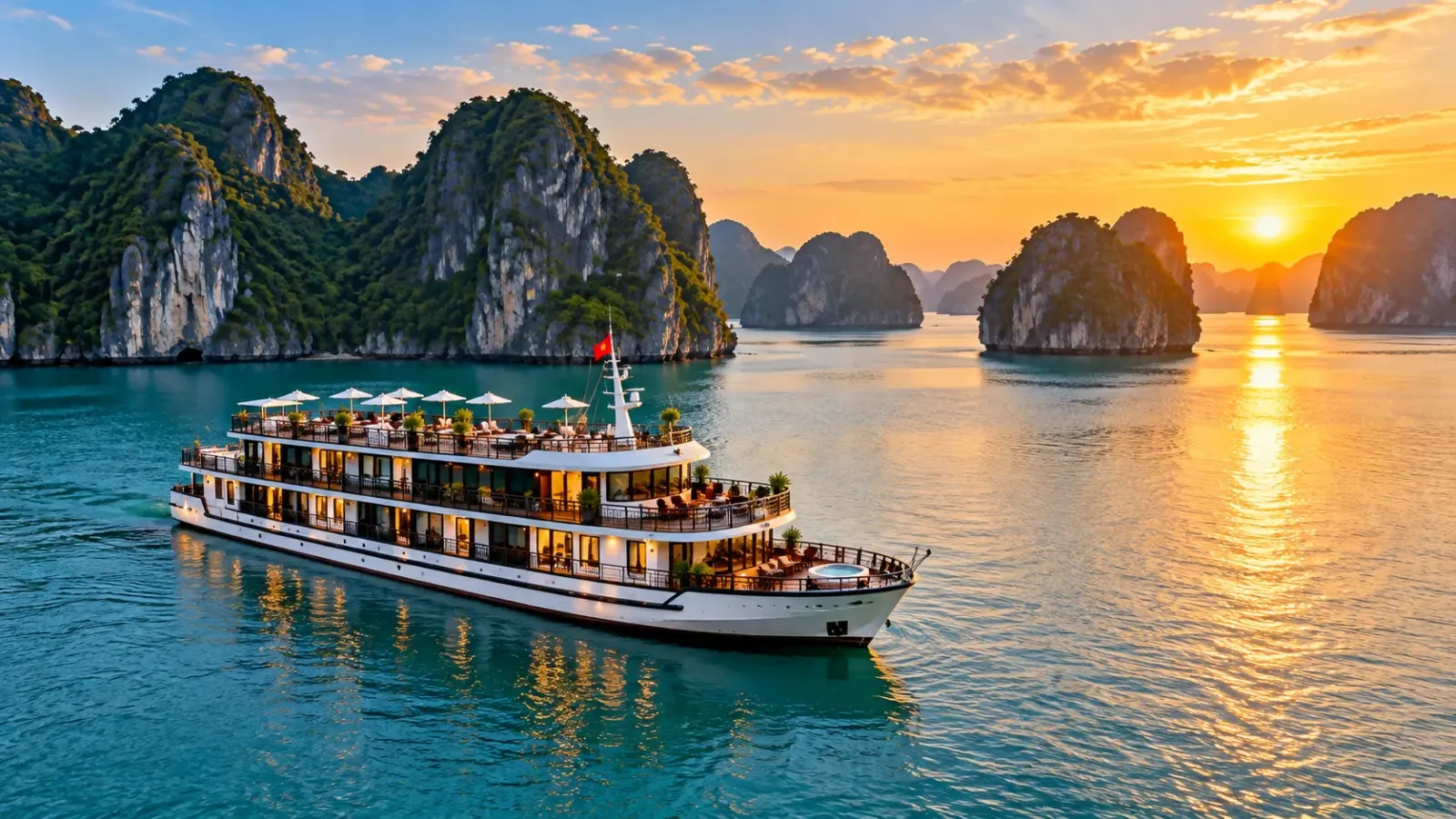 Du thuyền lưu trú giữa cảnh quan đảo đá vôi trên Vịnh Hạ Long