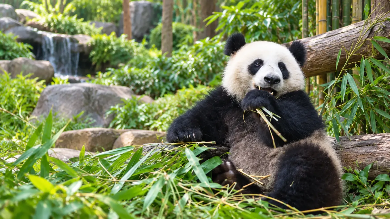 Gấu trúc trong khu trưng bày Giant Panda Adventure tại Ocean Park Hồng Kông