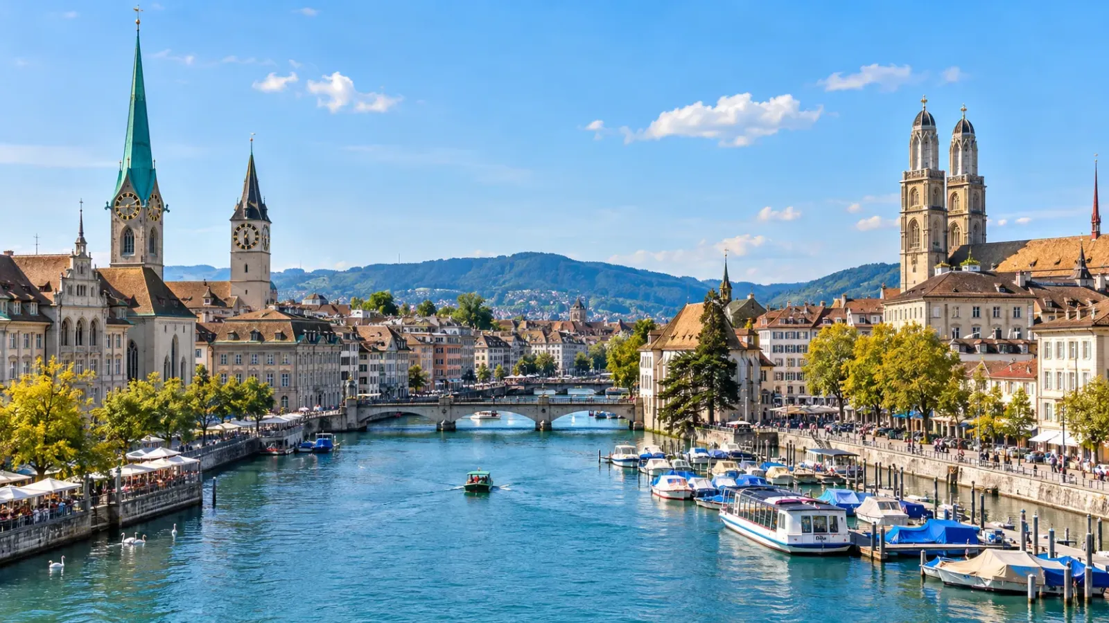 Hình ảnh minh họa cảnh quan thành phố Zurich tại Thụy Sĩ. 