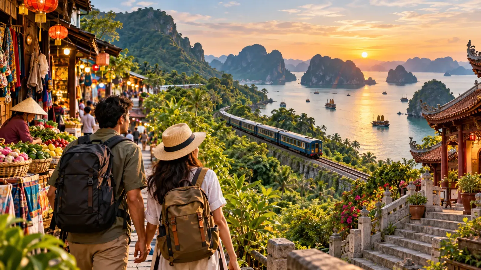 Hình ảnh minh họa cho hành trình tham quan và trải nghiệm du lịch châu Á