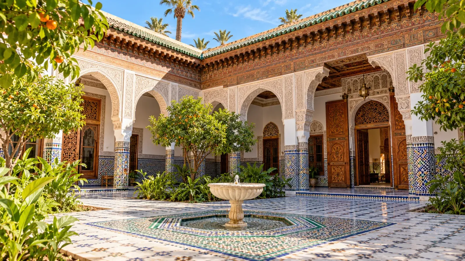Hình ảnh minh họa cung điện Bahia tại thành phố Marrakech, Maroc