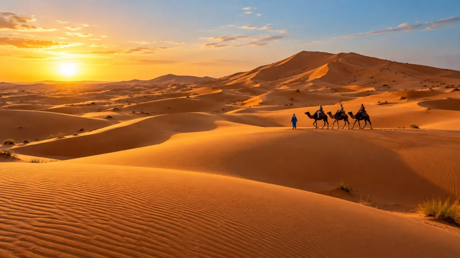 Hình ảnh minh họa những cồn cát tại khu vực Merzouga trong hành trình khám phá Sahara ở Maroc