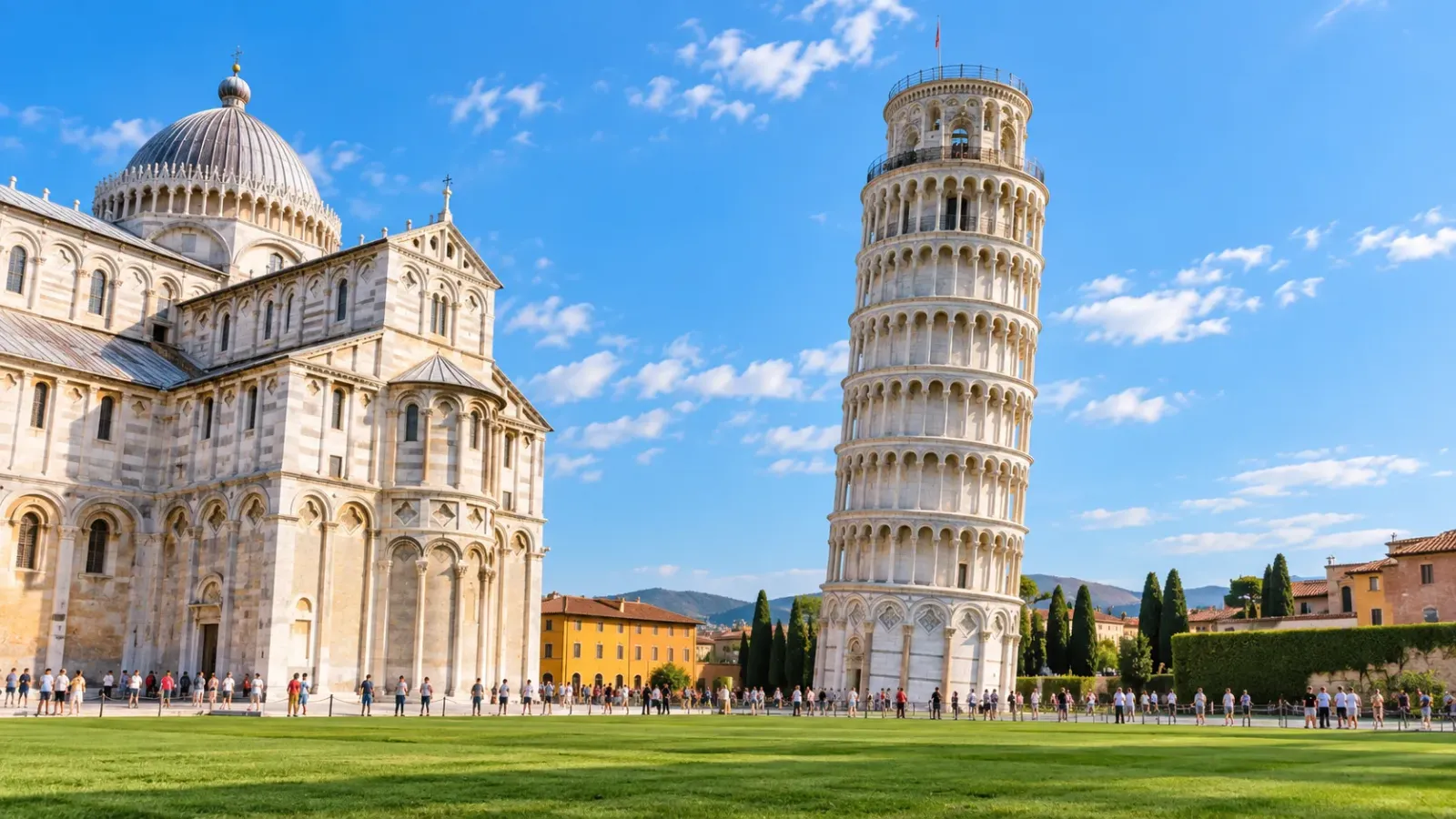 Hình ảnh minh họa tháp nghiêng Pisa tại vùng Tuscany trong hành trình du lịch Ý