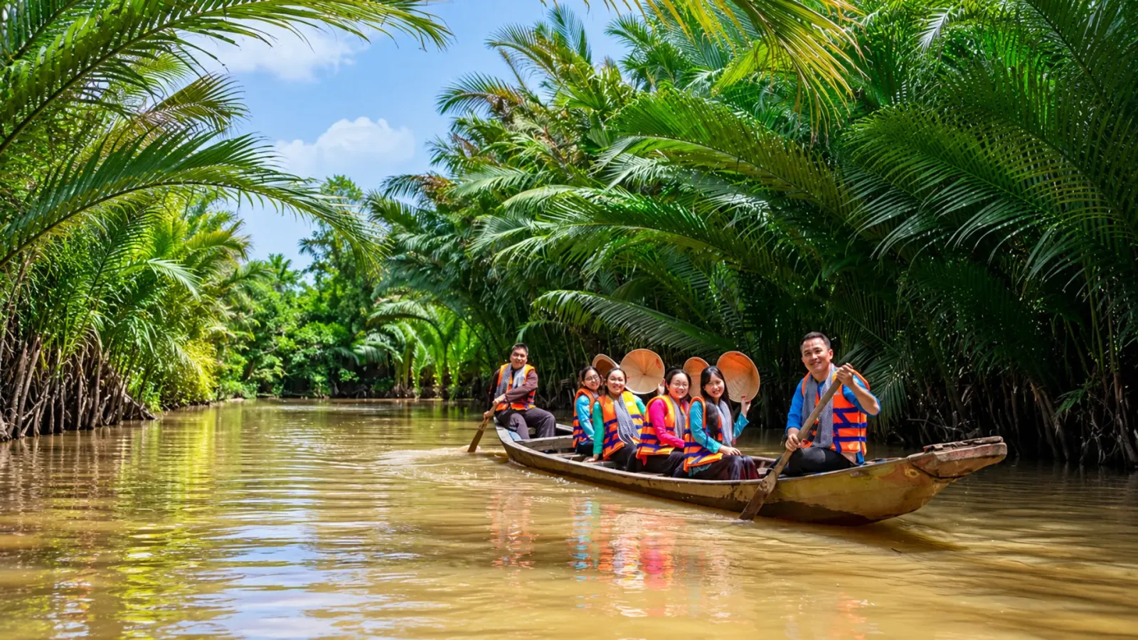 Hình ảnh trải nghiệm ngắm cảnh sông nước bằng thuyền trong bài giới thiệu Đại Lộc