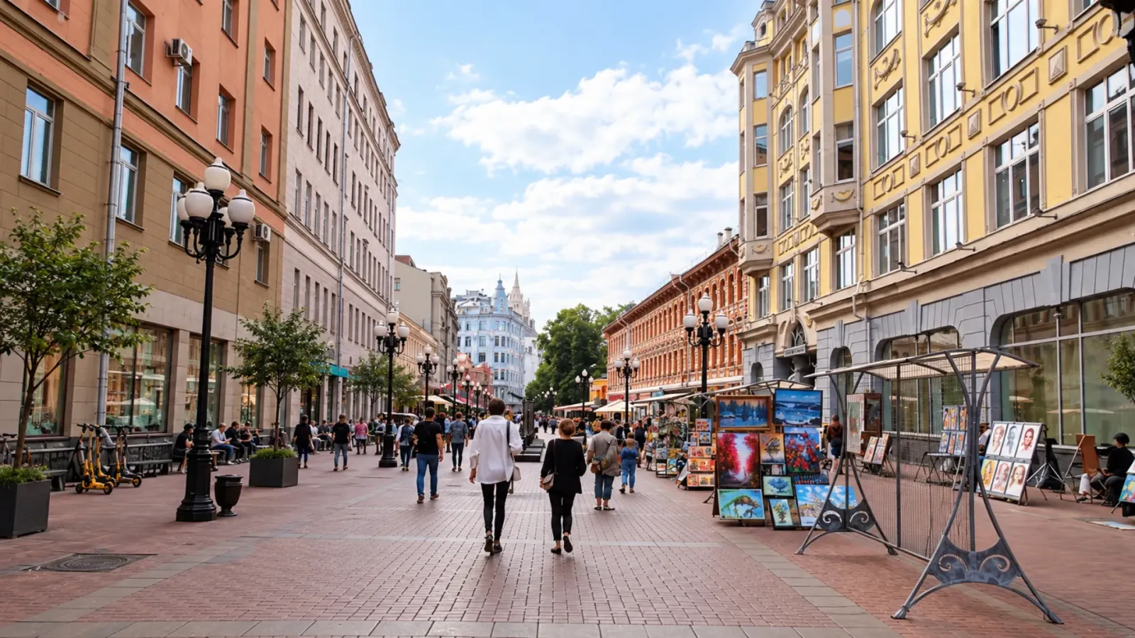 Hình ảnh trải nghiệm tham quan phố cổ Arbat trong chuyến du lịch Nga