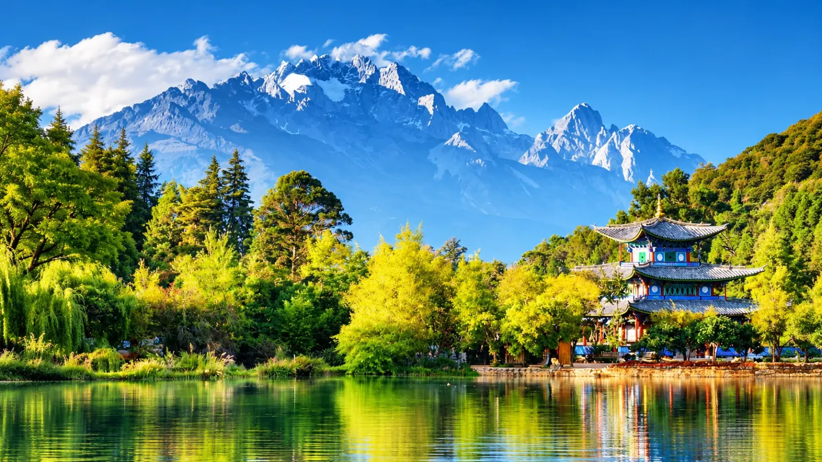 Hình minh họa cảnh quan du lịch Trung Quốc trong mùa hè