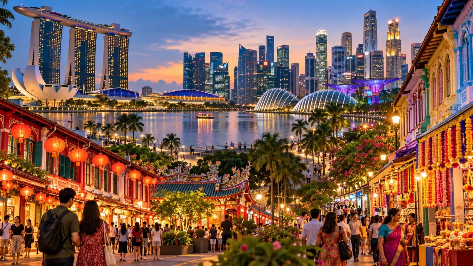 Hình minh họa hành trình khám phá Singapore với những trải nghiệm văn hóa và cảnh quan đô thị