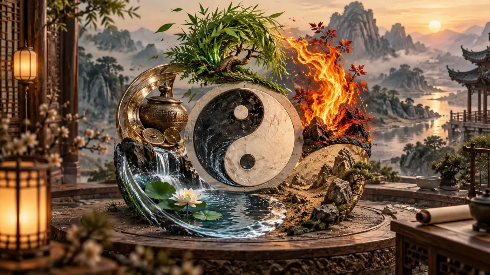 Hình minh họa quan niệm âm dương ngũ hành trong tư tưởng truyền thống Trung Quốc