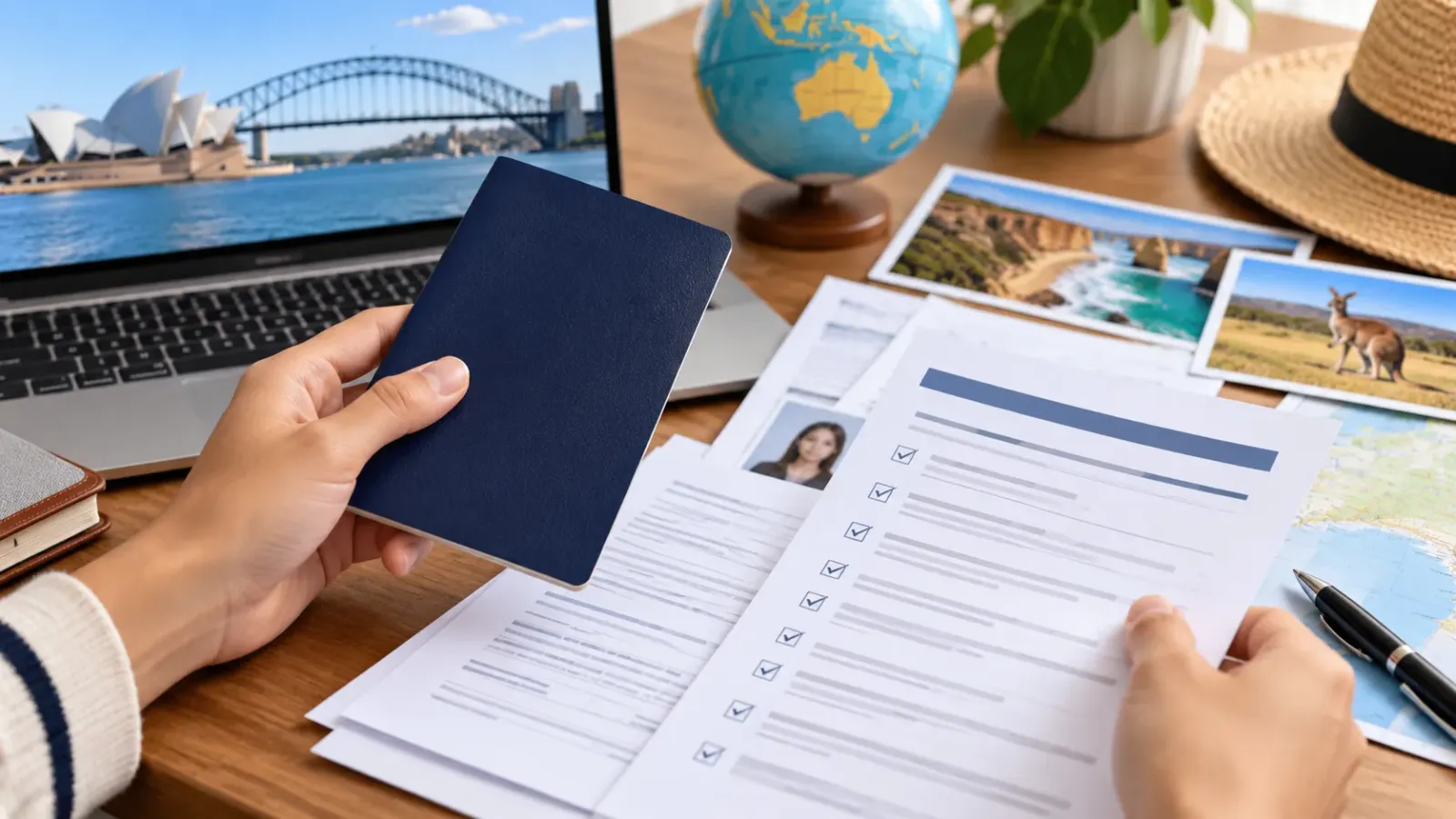 Hình minh họa việc chuẩn bị visa du lịch Úc trước chuyến đi