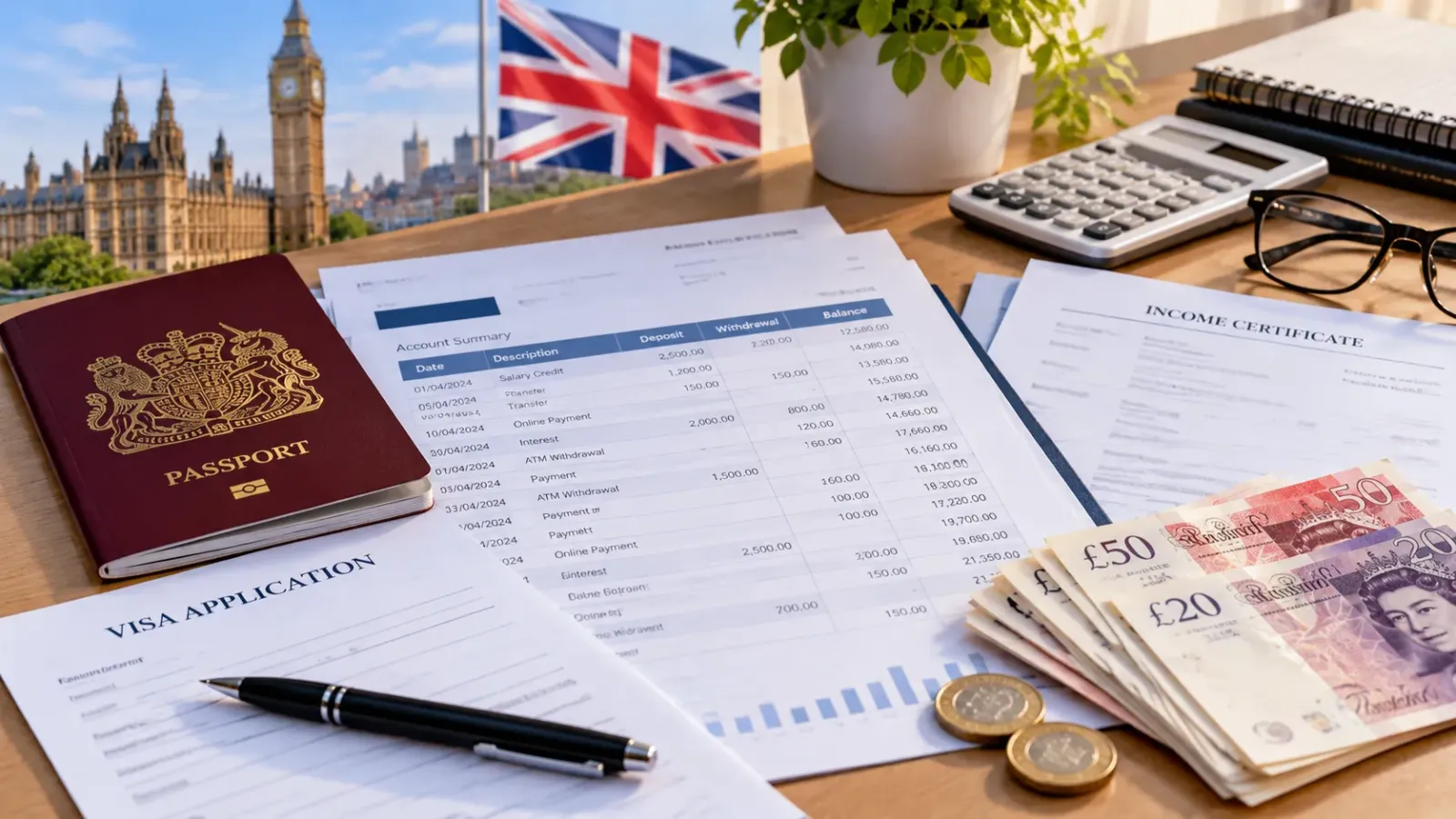 Hồ sơ chứng minh tài chính xin visa du lịch Anh với sao kê ngân hàng và chứng từ thu nhập