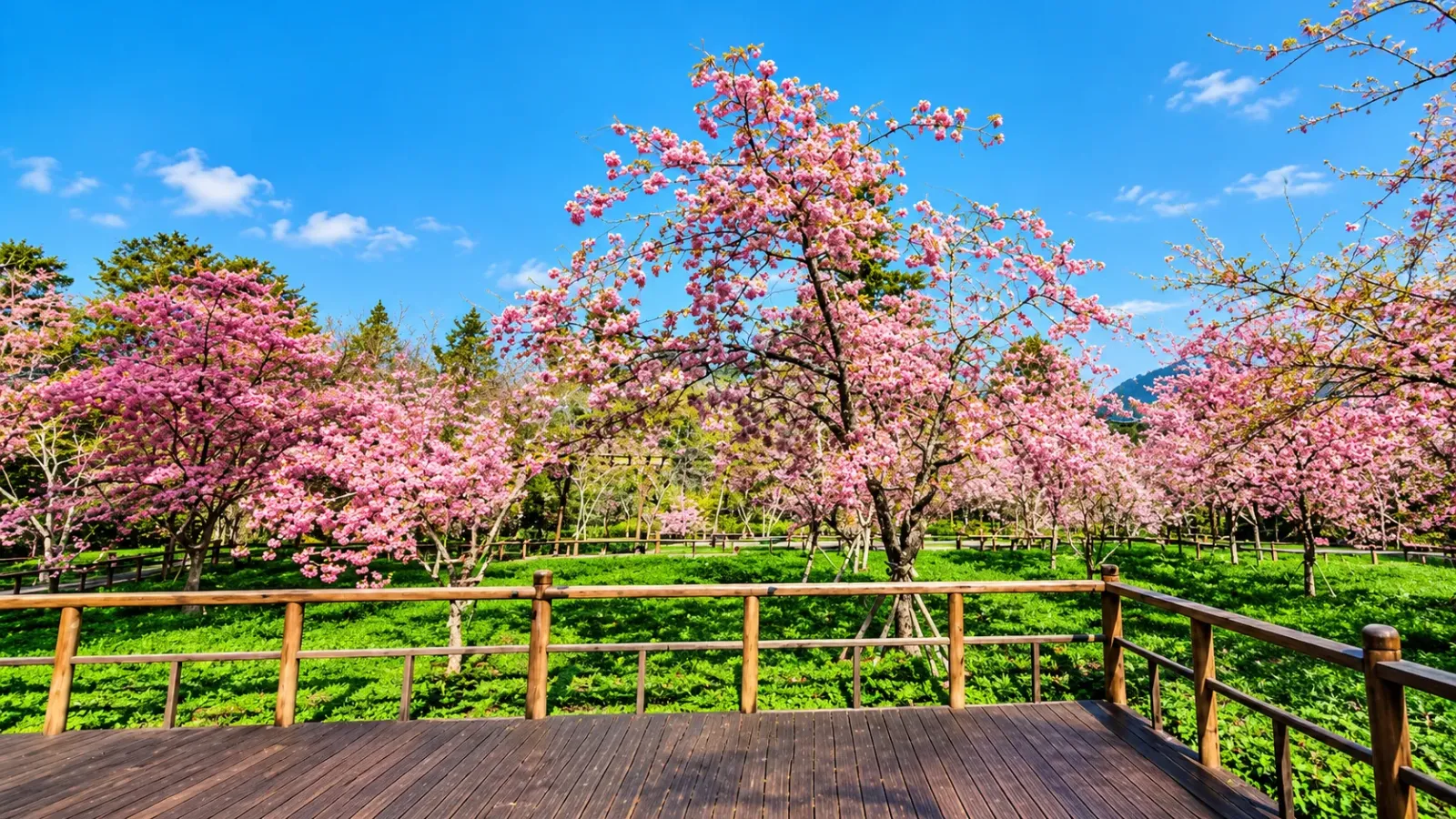 Hoa anh đào nở giữa rừng cây tại khu tham quan Alishan ở Gia Nghĩa