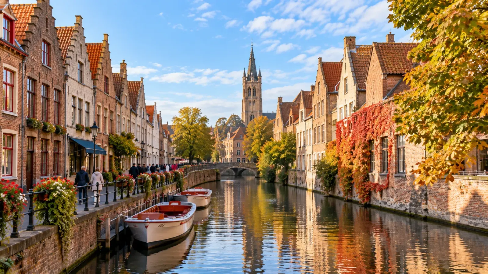 Kênh đào Bruges và những ngôi nhà lịch sử nằm dọc hai bên bờ