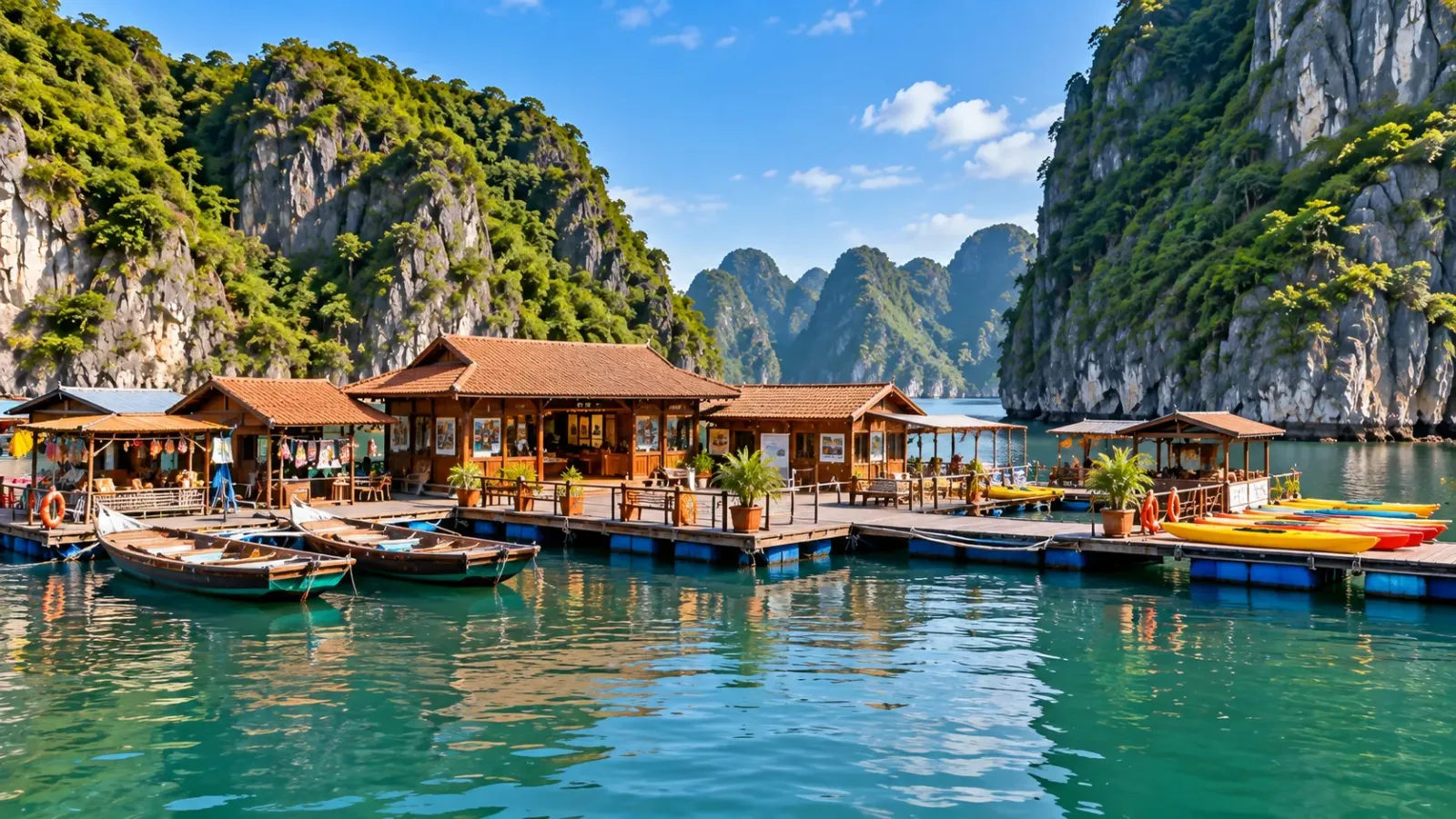 Không gian công trình nổi của Trung tâm Văn hóa Cửa Vạn trên Vịnh Hạ Long