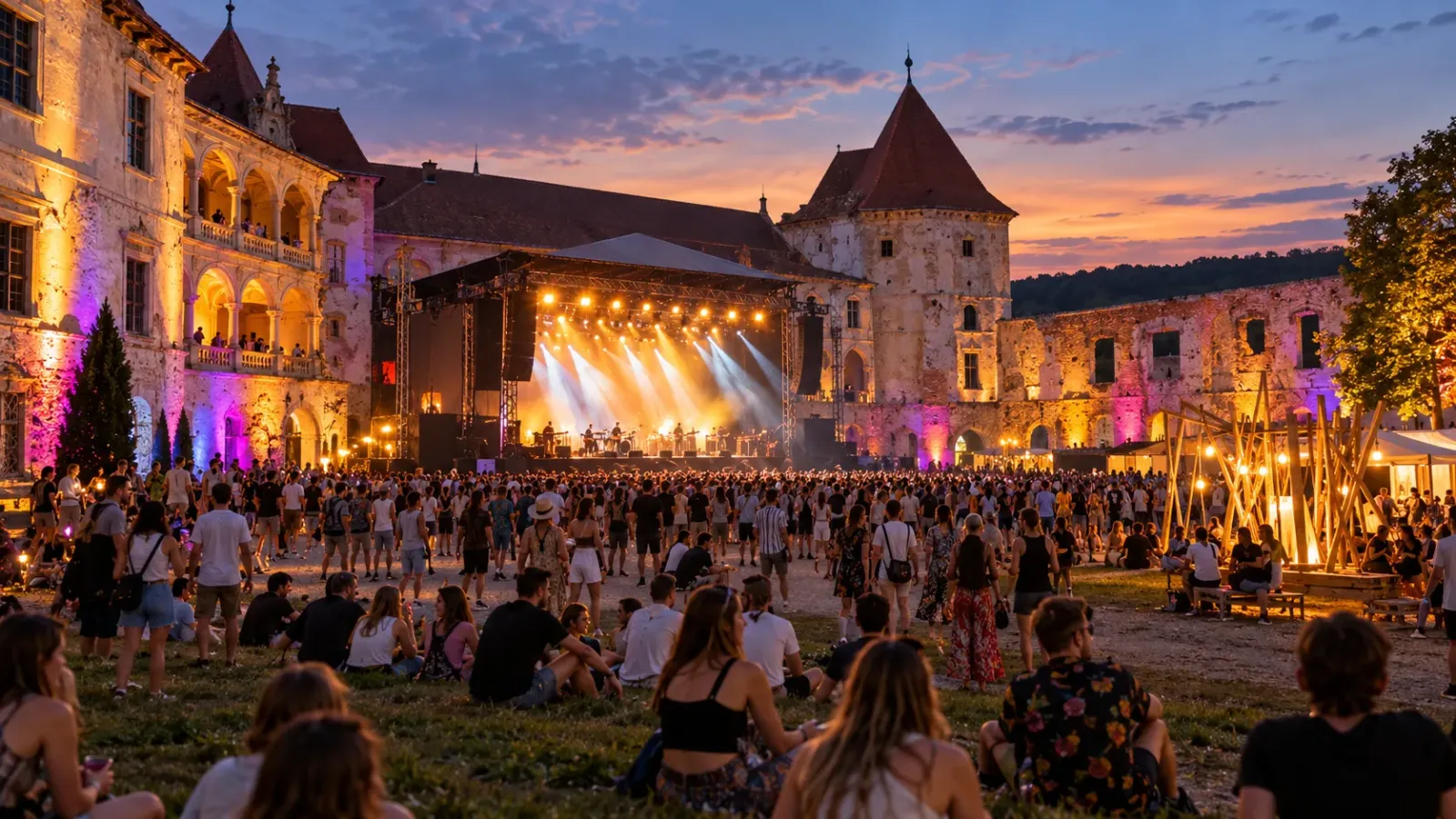 Không gian lễ hội âm nhạc Electric Castle tại khu vực lâu đài Bánffy ở Bonțida, Romania.