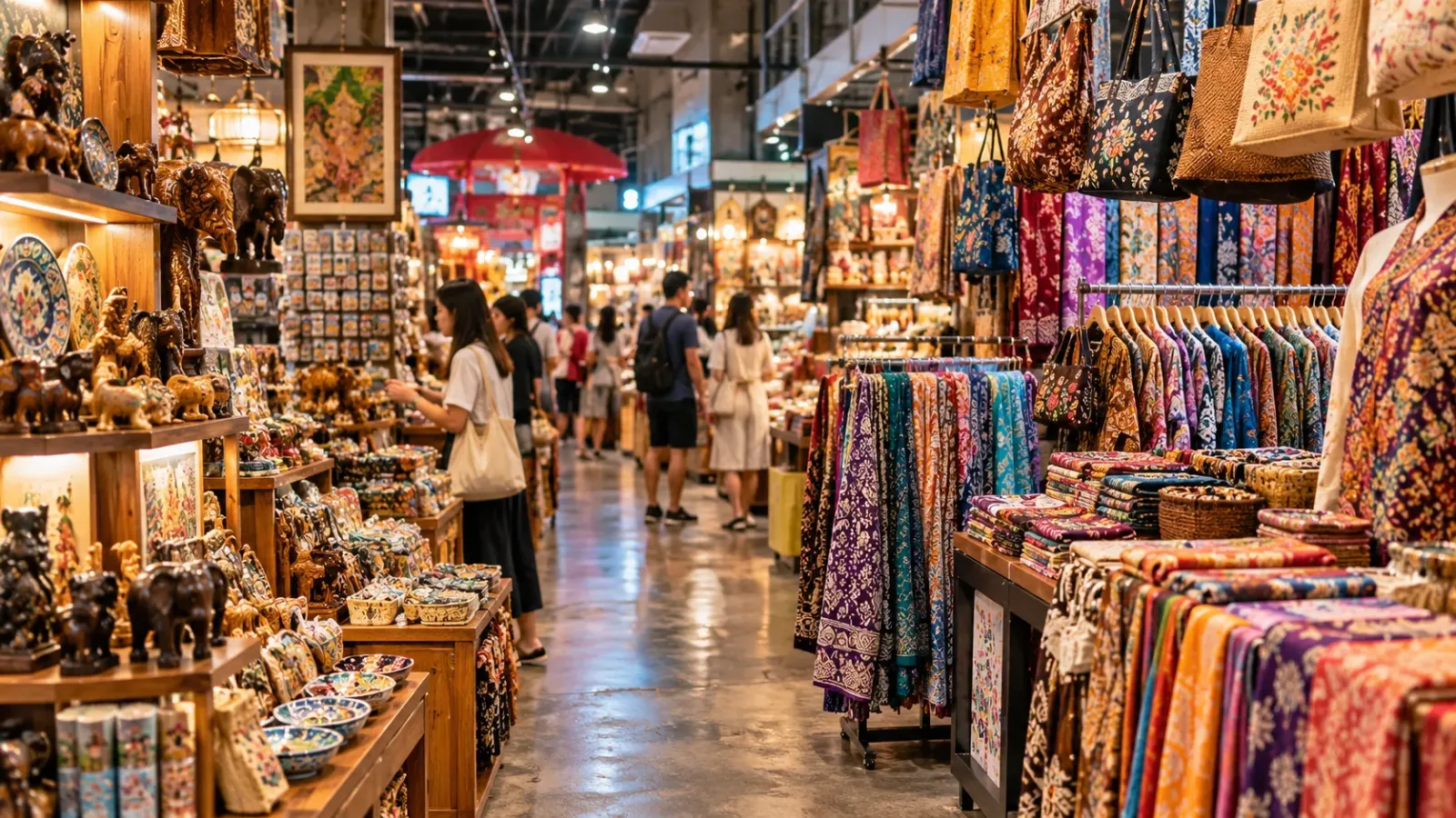 Không gian mua sắm hàng thủ công và quà lưu niệm tại Central Market Kuala Lumpur
