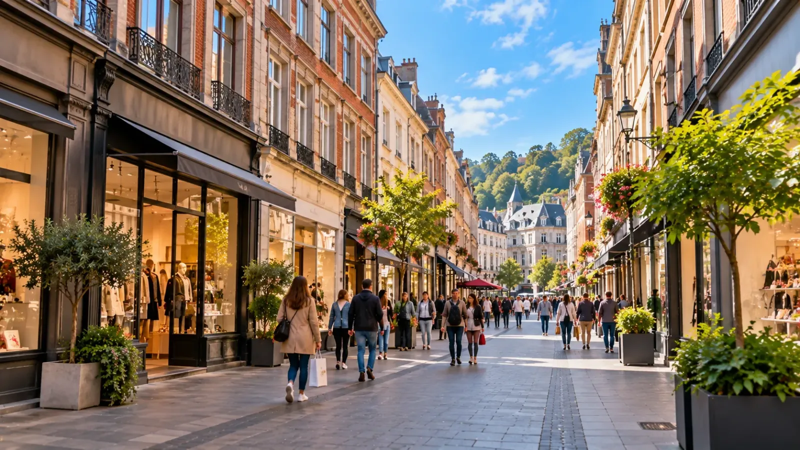 Không gian phố Rue de Fer tại khu trung tâm thành phố Namur Bỉ